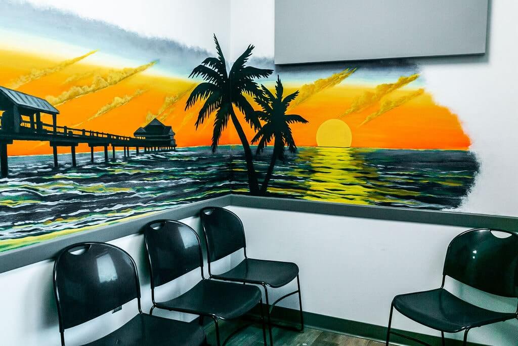Photo of sunset mural at Pediatric Dental OKC